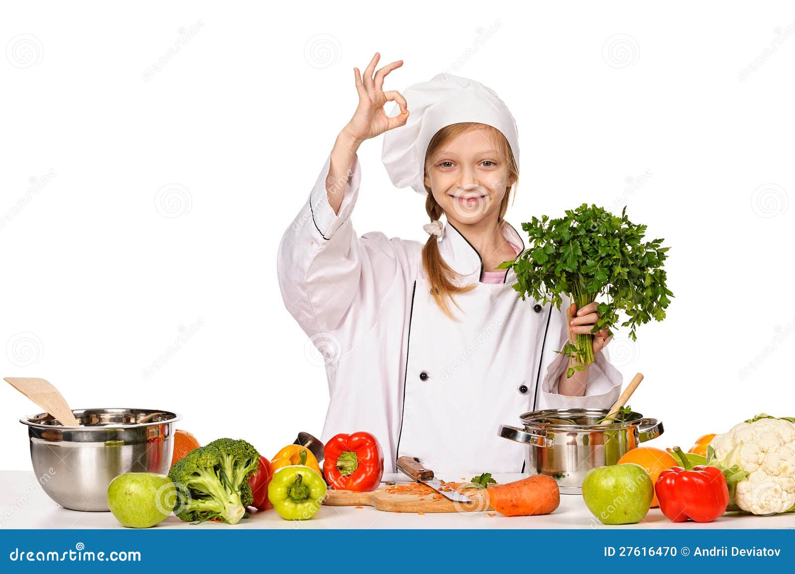 https://thumbs.dreamstime.com/z/happy-little-chef-girl-parsley-showing-ok-27616470.jpg