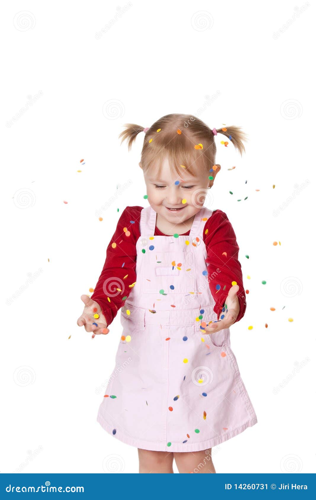 Happy Little Girl with Confetti Stock Image Image of lifestyle