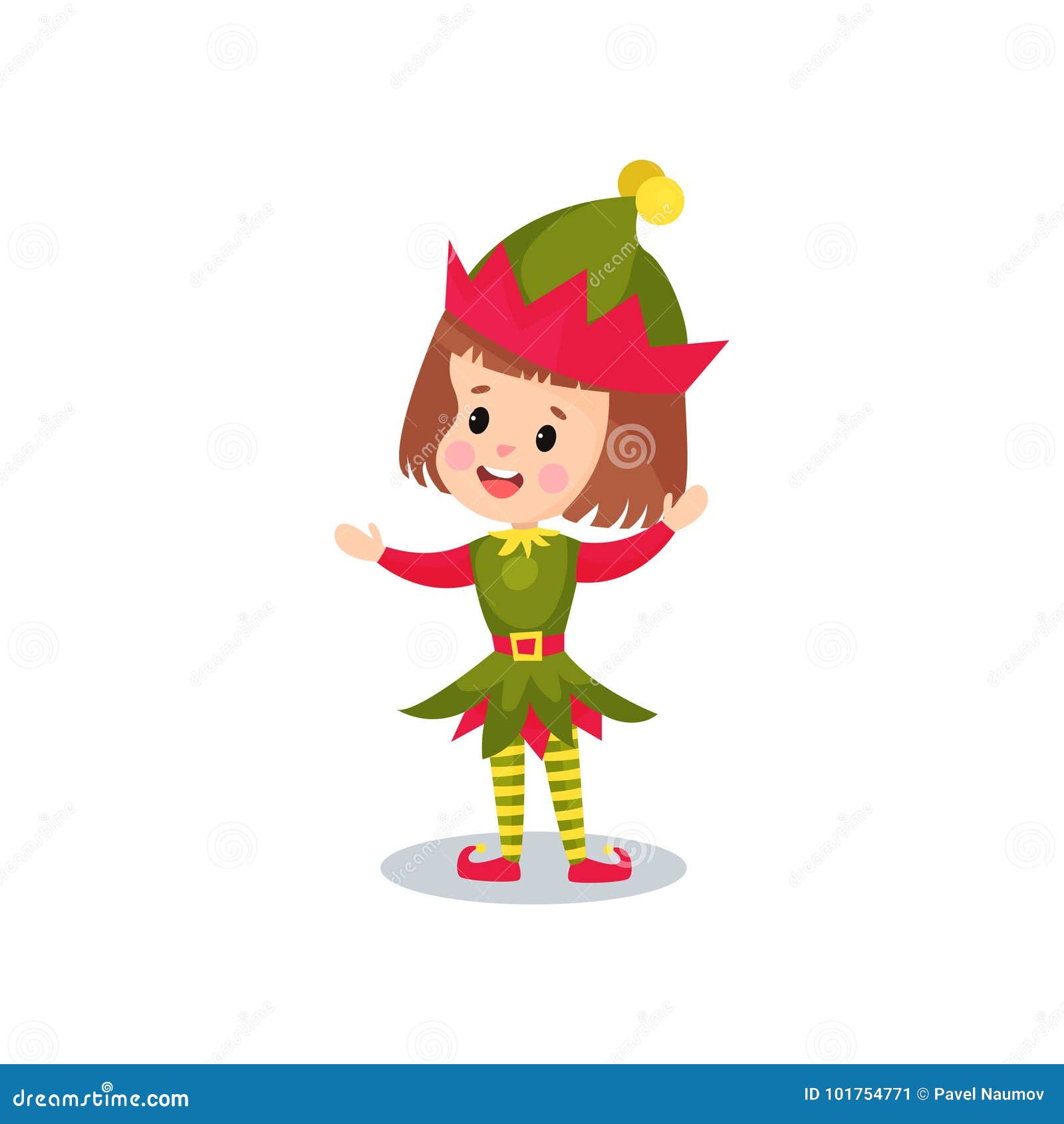 Happy Little Girl in the Costume of Elf, Kid in Festive Fancy Dress Cartoon Vector Illustration Stock Vector - Illustration of children, greeting: 101754771 Happy Little Girl in the Costume of Elf, Kid in Festive Fancy Dress Cartoon Vector Illustration Stock Vector - Illustration of children, greeting: 101754771