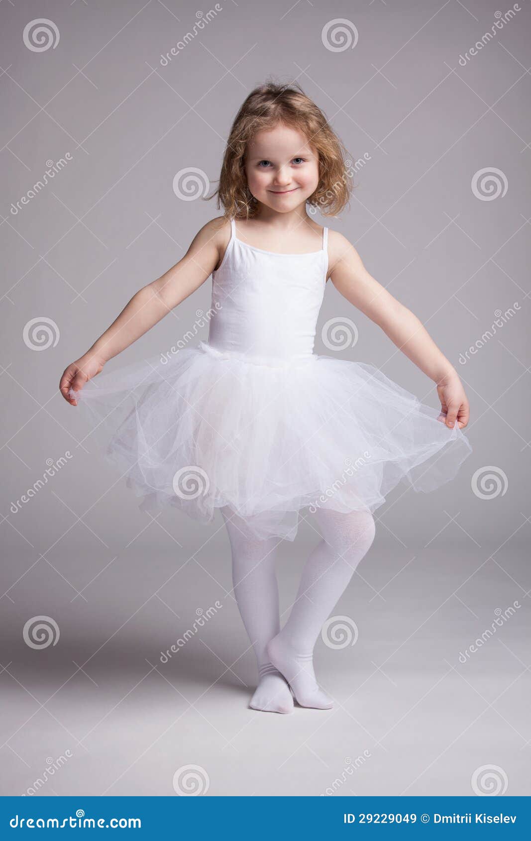 Happy Little Girl In Dress Ballerina Stock Image - Image 