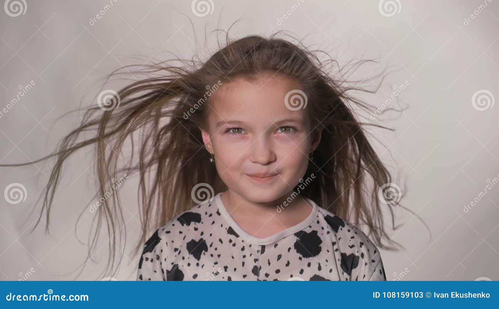 Happy Little Girl Fluttering Hair. Stock Video - Video of family, girl:  108159103