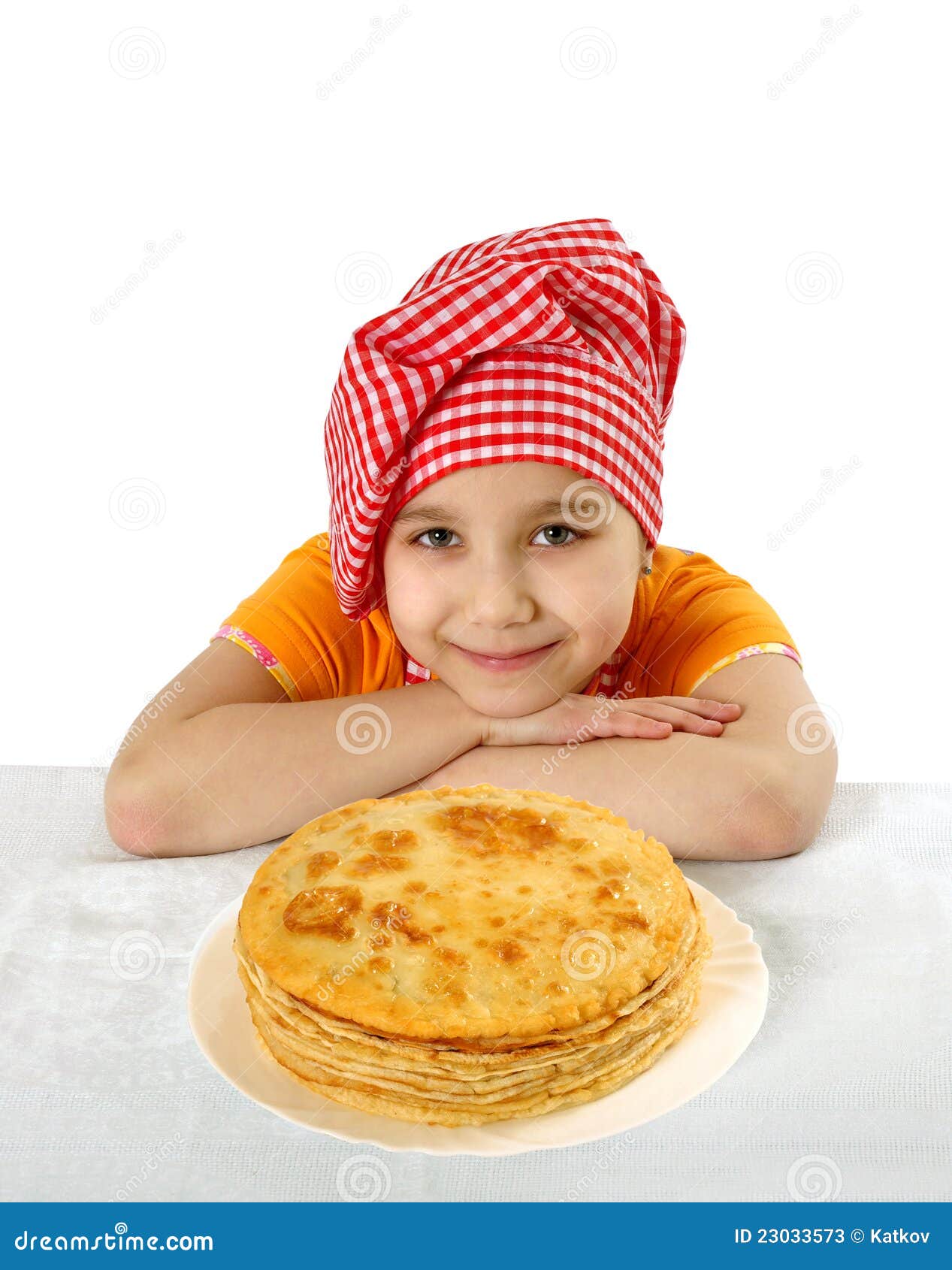 Happy Little Girl with Pancakes Stock Image Image of appetite, funny 23033573