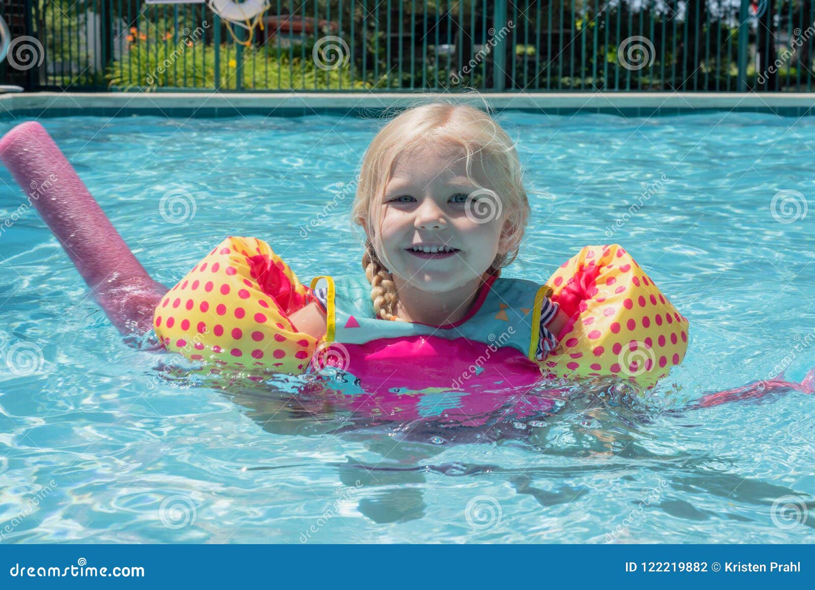 Happy Little Girl Playing at the Pool Stock Photo - Image of lifestyle ...