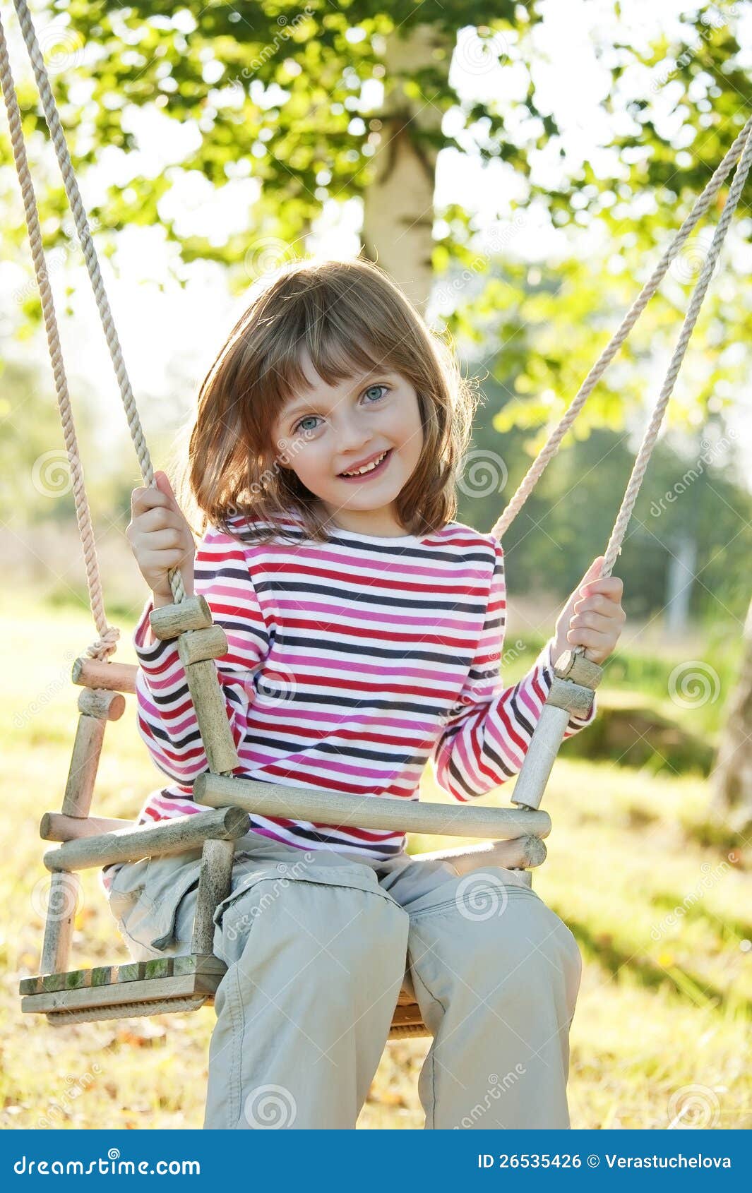 Happy Little Girl On A Swing Royalty Free Stock Image Image 26535426