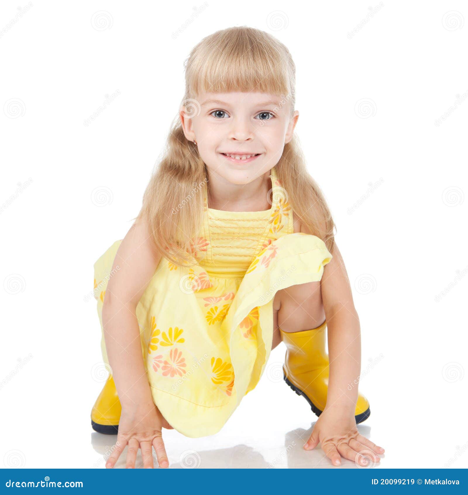 Happy Little Girl in the Yellow Boots Stock Image Image of boots