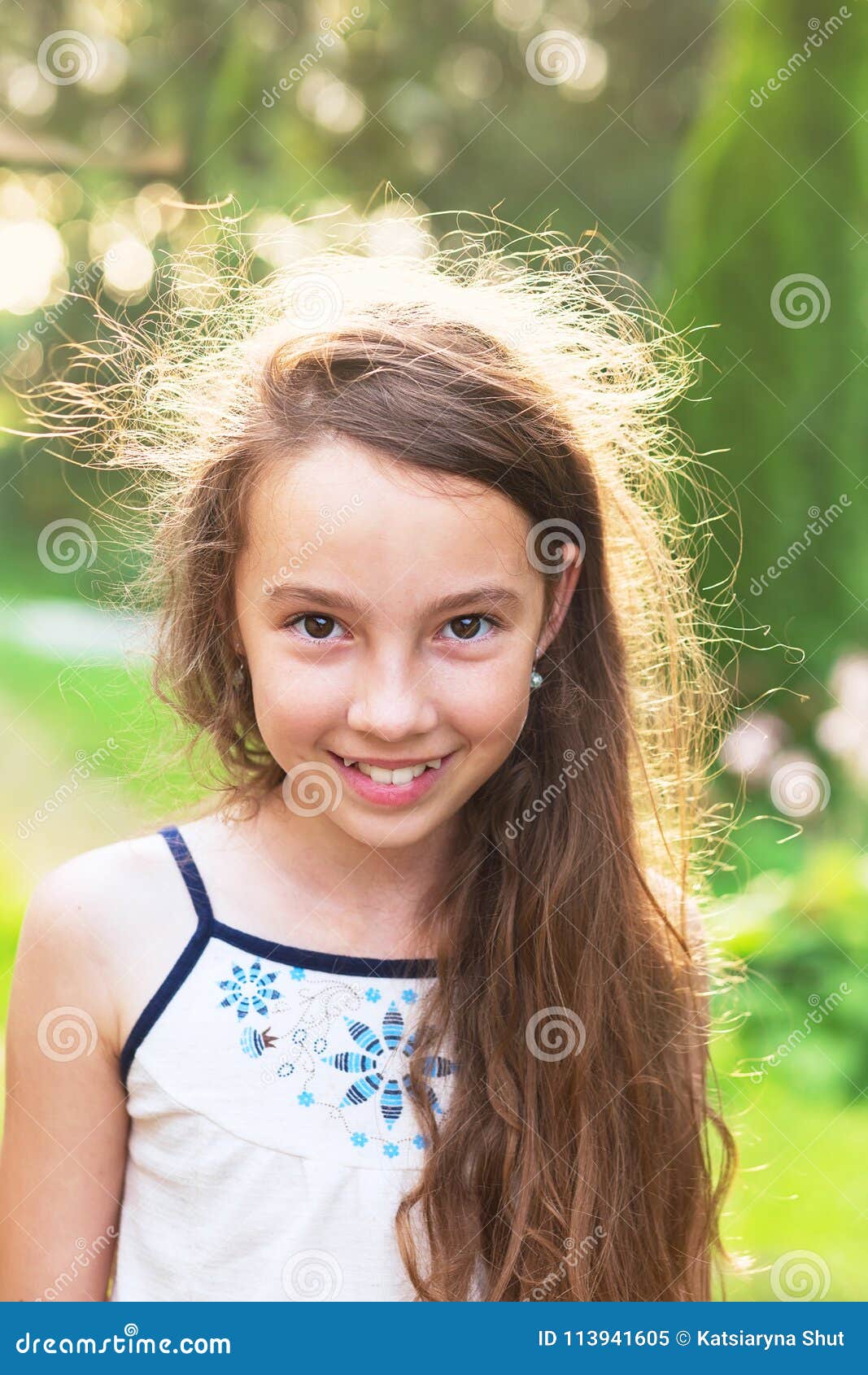 Happy Little Kid Excited. Cute Teen Girl Smiling Very Happy on S ...