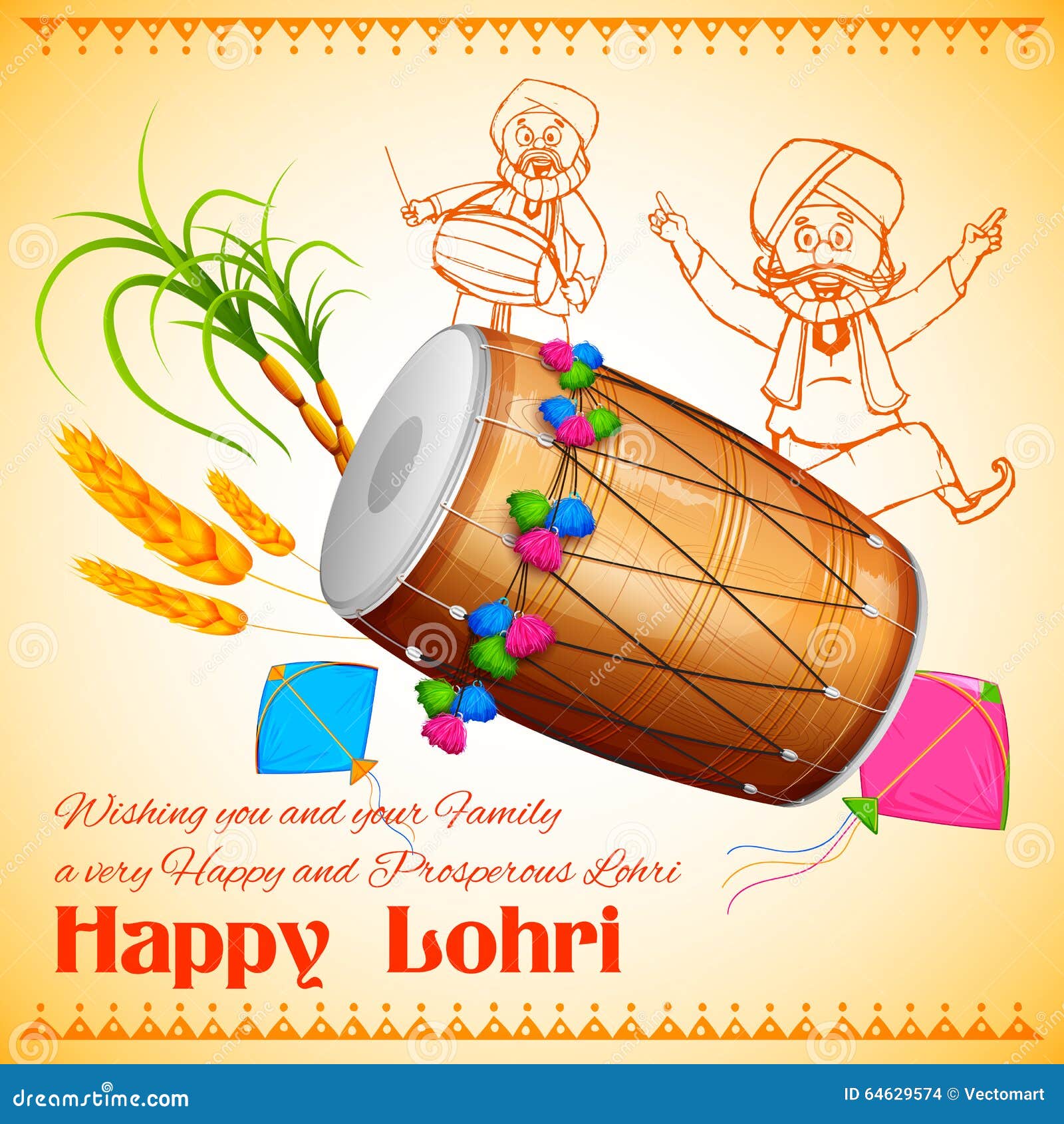 Happy Lohri background stock vector. Illustration of holy - 64629574