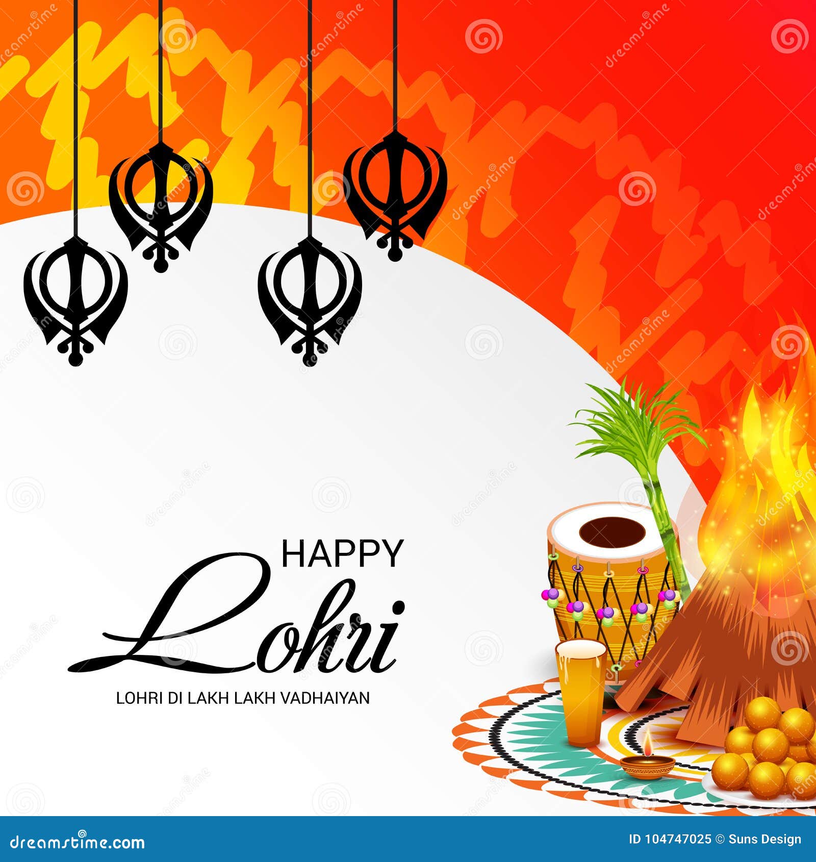Happy Lohri Festival Celebration. Stock Illustration - Illustration of  ceremony, entertainment: 104747025