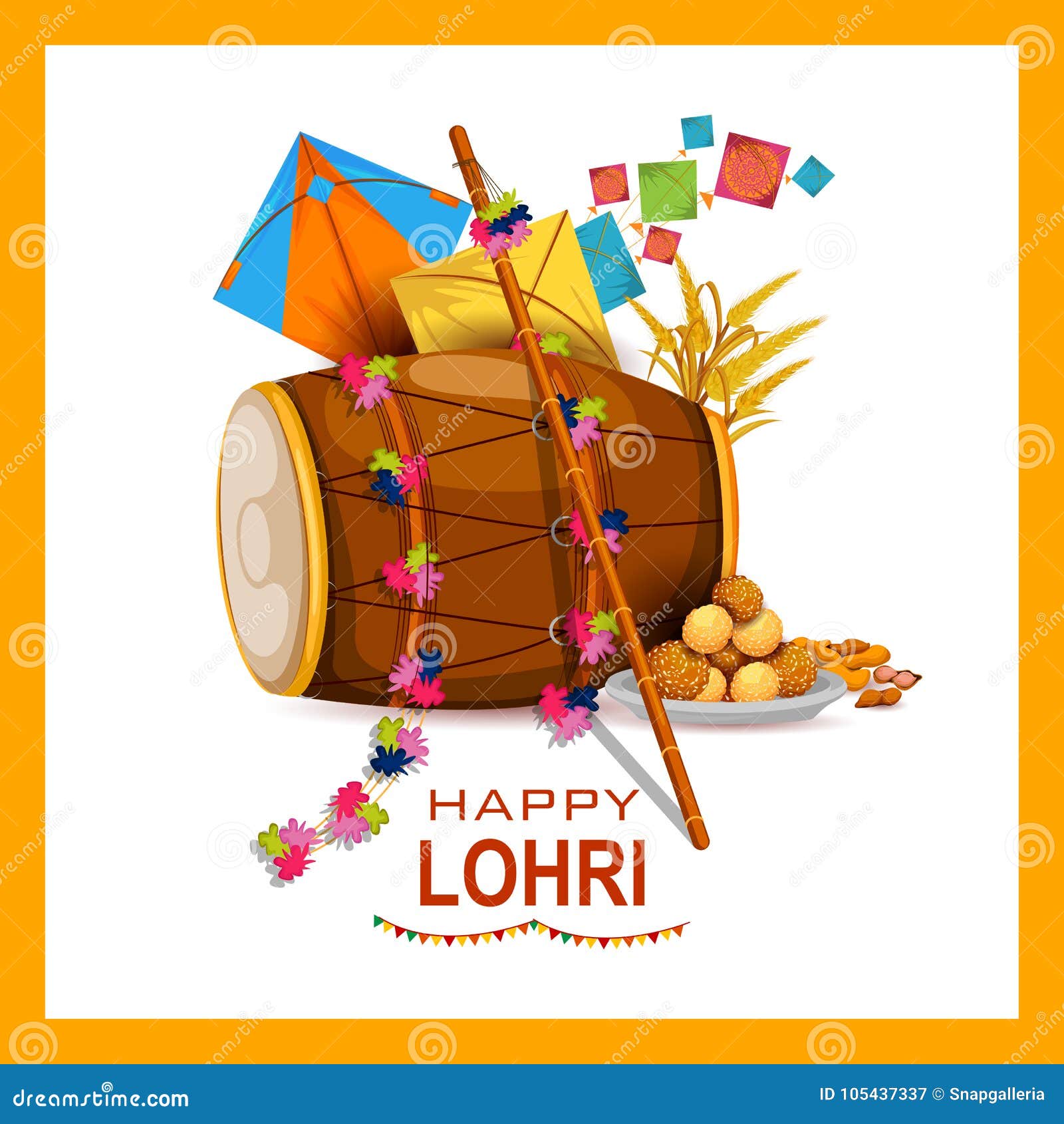 Happy Lohri Festival of Punjab India Background Stock Vector ...