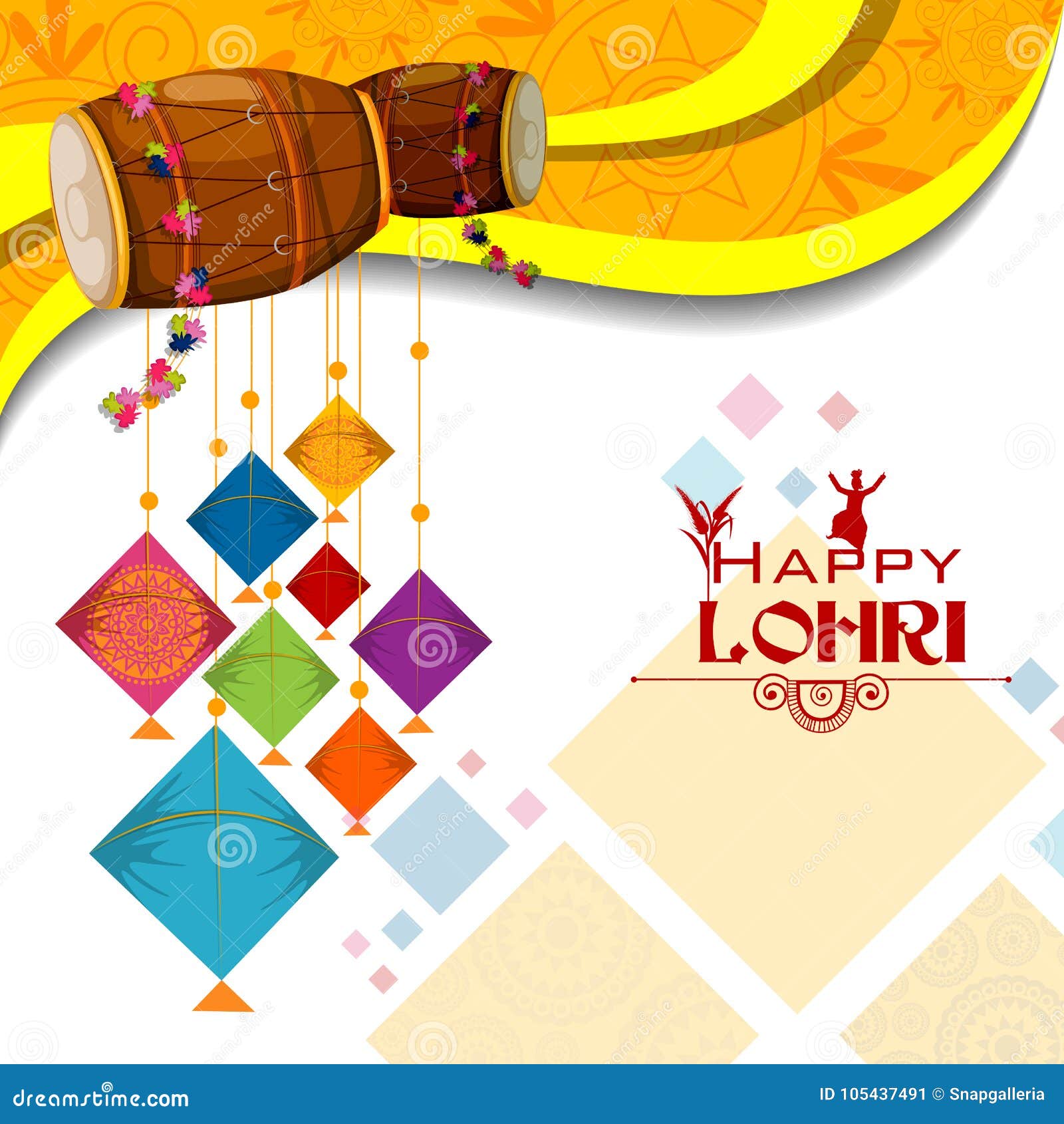 Happy Lohri Festival of Punjab India Background Stock Vector - Illustration  of entertainment, decoration: 105437491