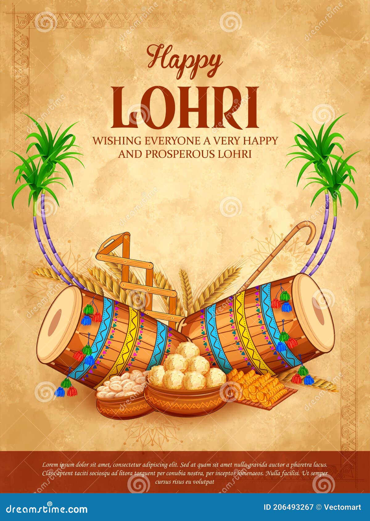 Happy Lohri Holiday Background for Punjabi Festival Stock Illustration -  Illustration of festival, sikhism: 206493267