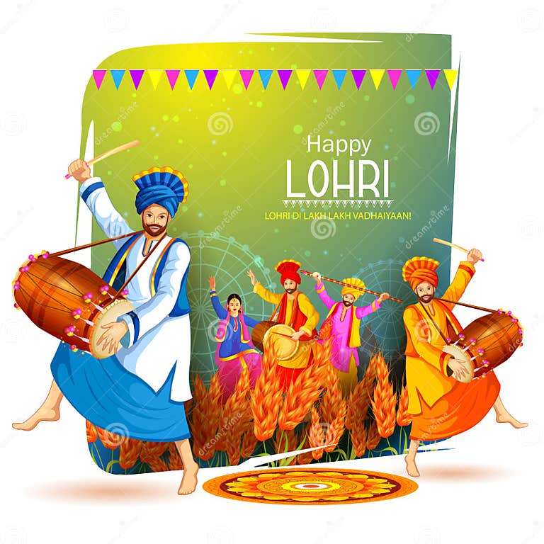 Happy Lohri Holiday Festival of Punjab India Stock Vector ...