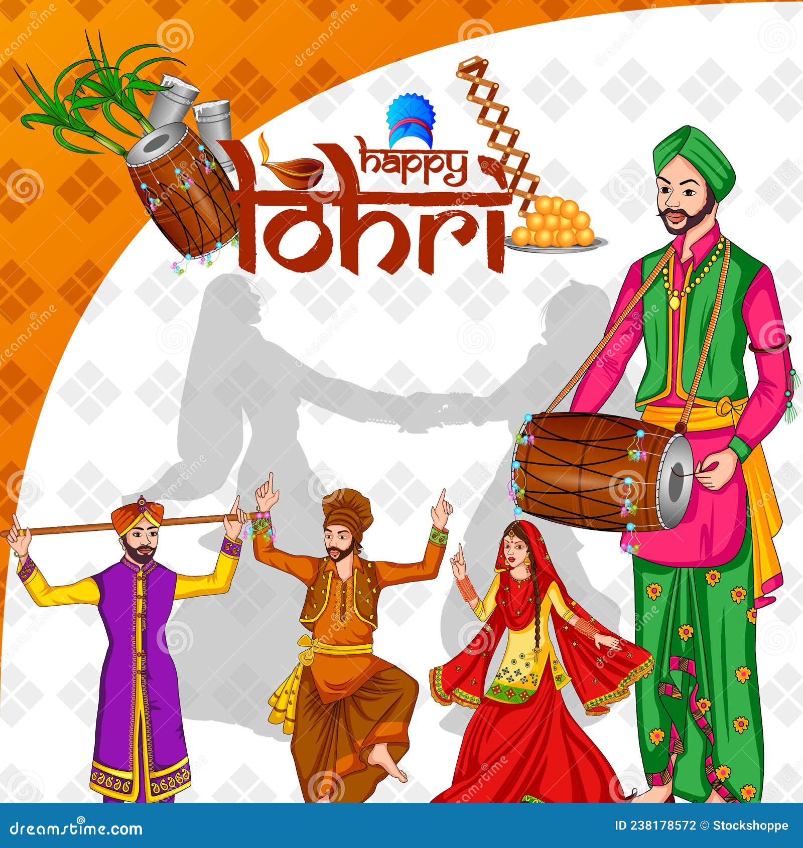 Happy Lohri Holiday Festival of Punjab India Stock Vector ...