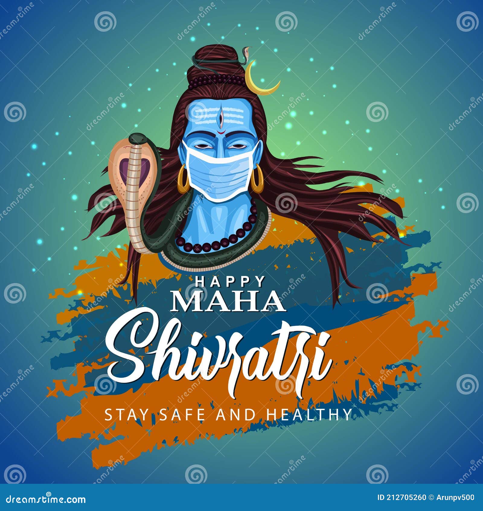 Happy Maha Shivratri with Mahadev, a Hindu Festival Celebrated of Lord  Shiva Night, English Calligraphy. Blue Background Vector Stock Vector -  Illustration of background, letter: 212705260
