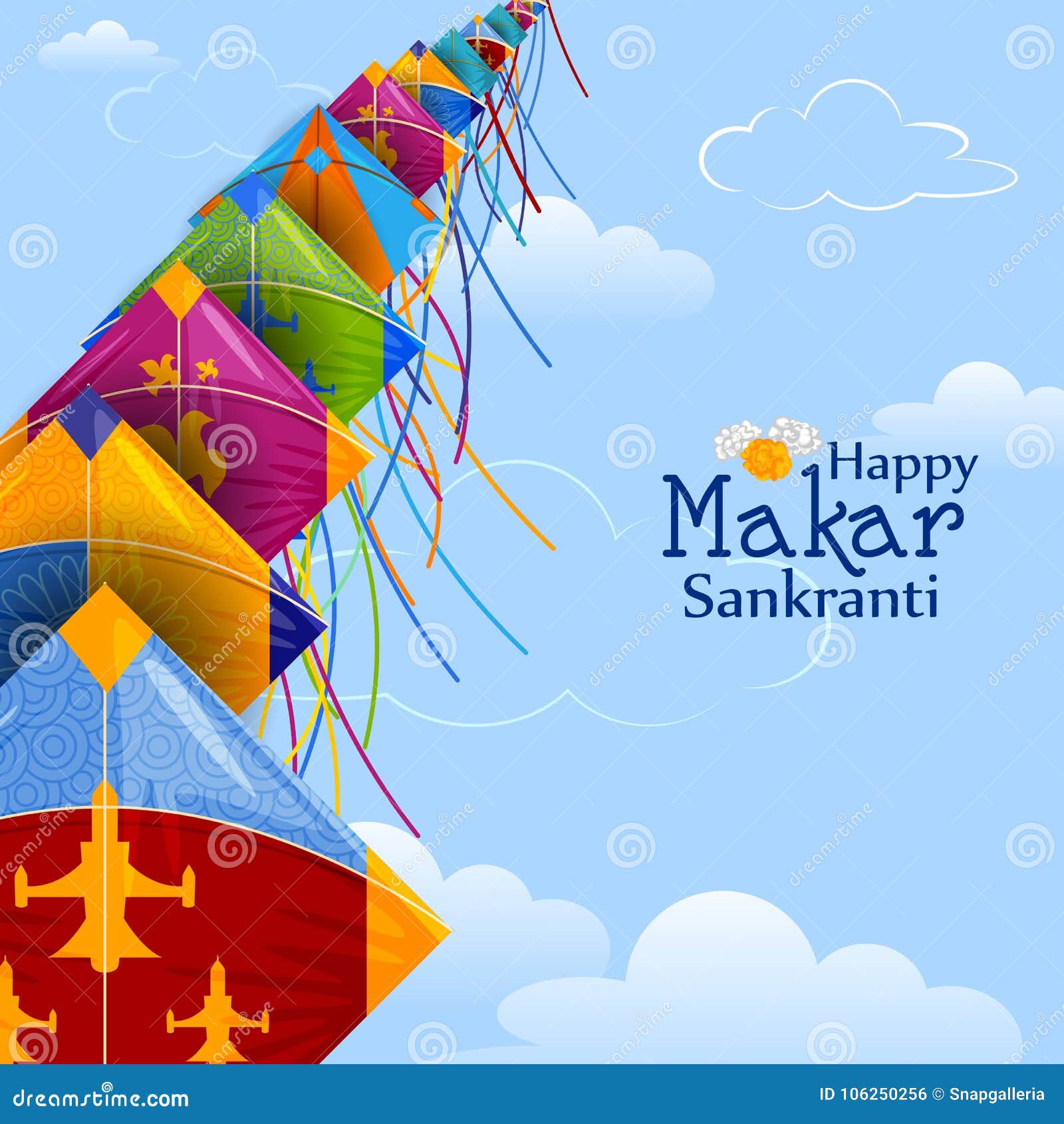 Happy Makar Sankranti Background with Colorful Kite Stock Vector -  Illustration of ethnic, creative: 106250256