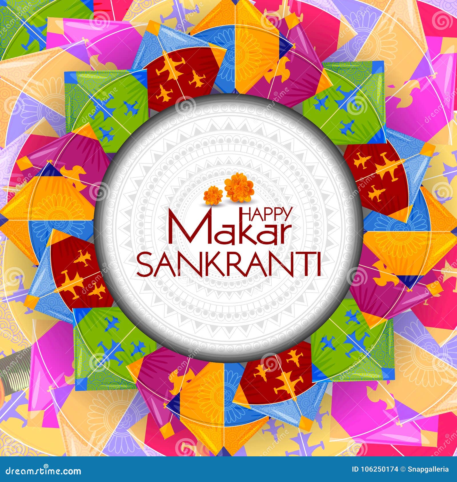 Happy Makar Sankranti Background with Colorful Kite Stock Vector -  Illustration of holiday, hindu: 106250174