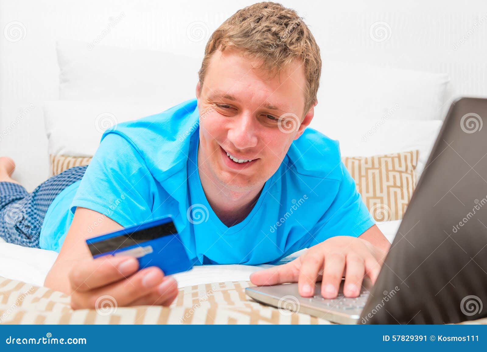 Happy Man with a Credit Card Stock Image - Image of electronic ...