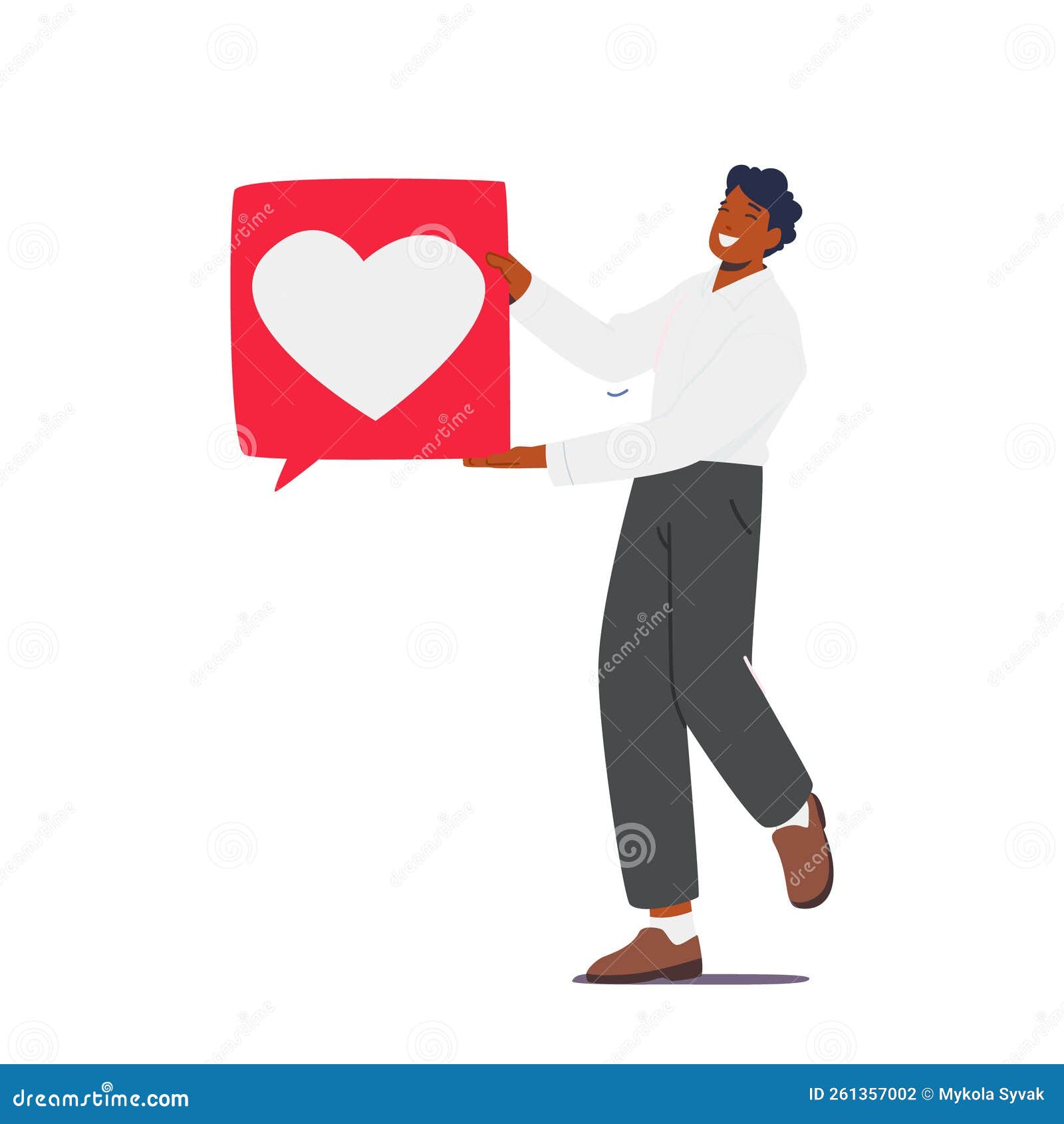 happy man holding big heart like icon giving good review, rating and feedback. customer choice and rank