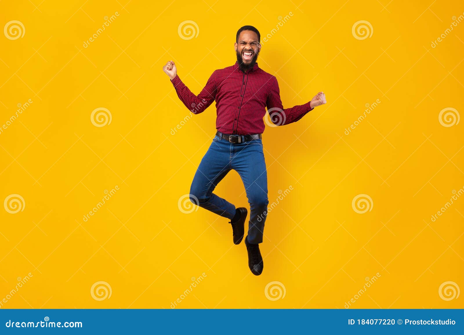 excited man jumping