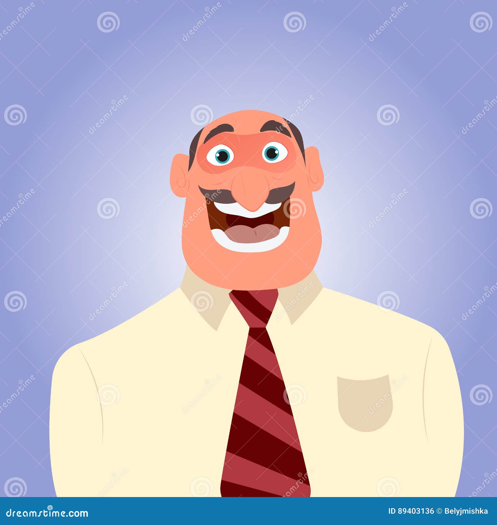 A Happy Man with a Mustache with Open Mouth Stock Vector - Illustration