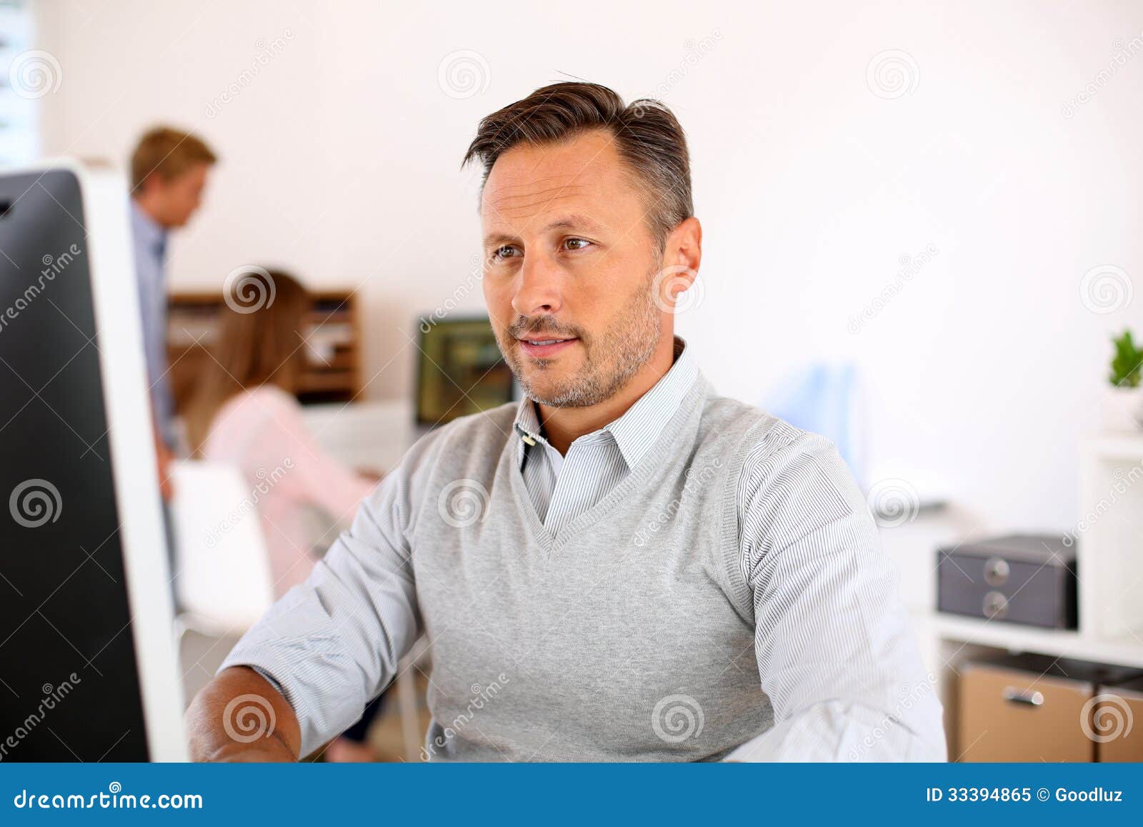 happy man in office