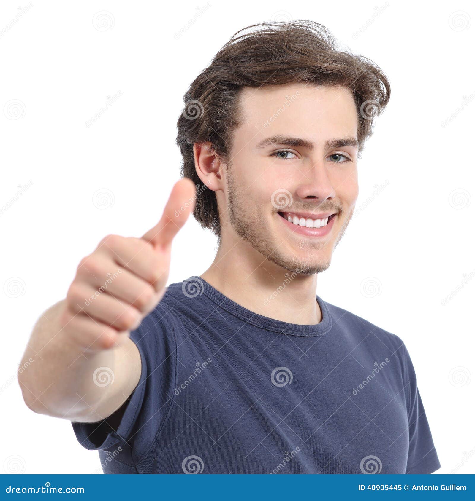 Happy Man with a Perfect White Smile and Thumb Up Stock Image - Image ...