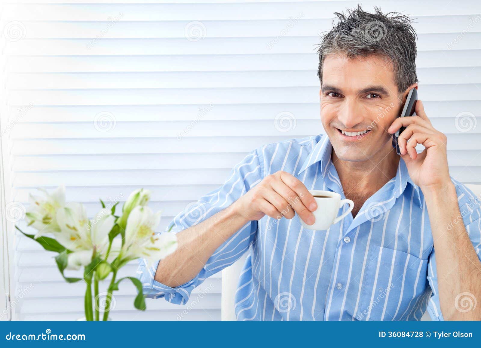 Happy Man Receiving Phone Call Stock Photo - Image of formal, cell