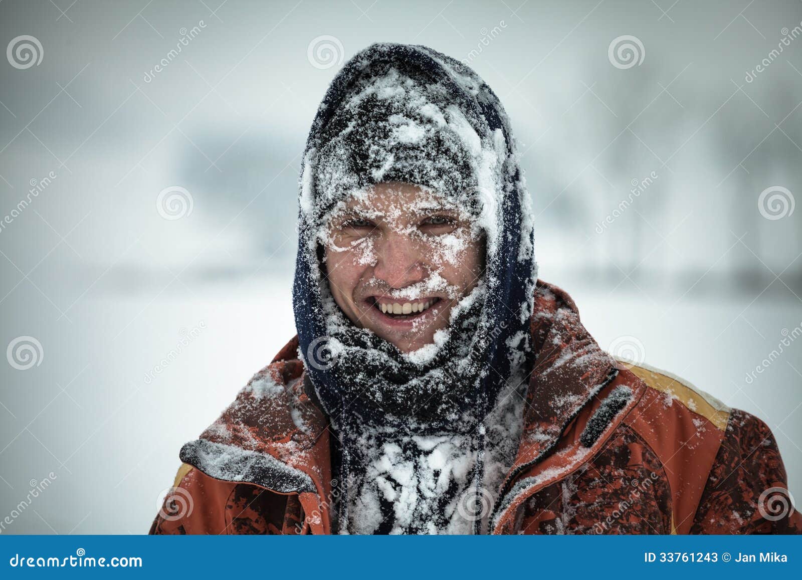 Happy man in snow stock image. Image of alpine, happy 33761243