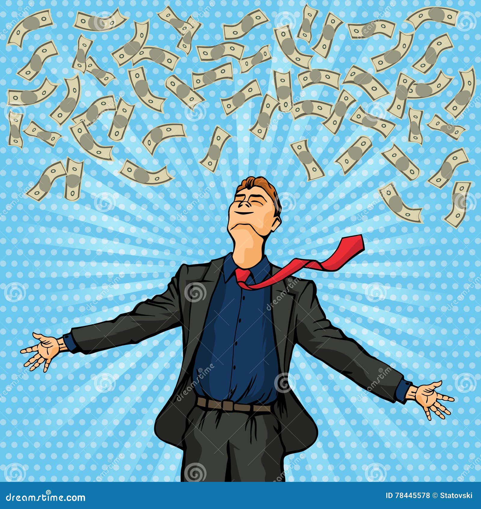 Happy man throws money stock vector. Illustration of boss - 78445578