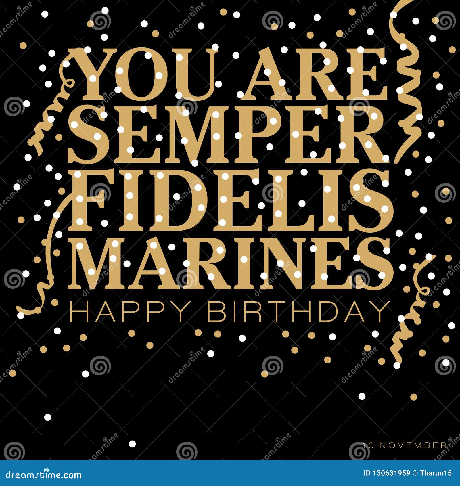 Happy Marines Day Message for 10th November Stock Vector Illustration