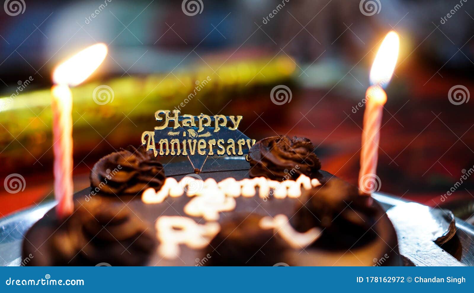 Happy Marriage Anniversary Chocolate Cake for Parents Stock Photo ...