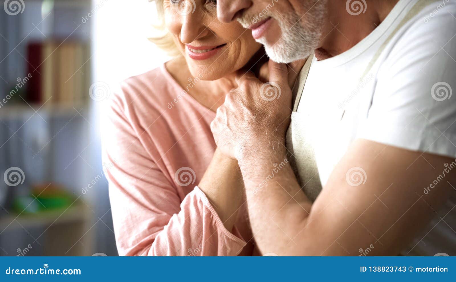 Happy Married Couple Holding Hands, Old Age Togetherness, Love and Understanding Stock Image pic