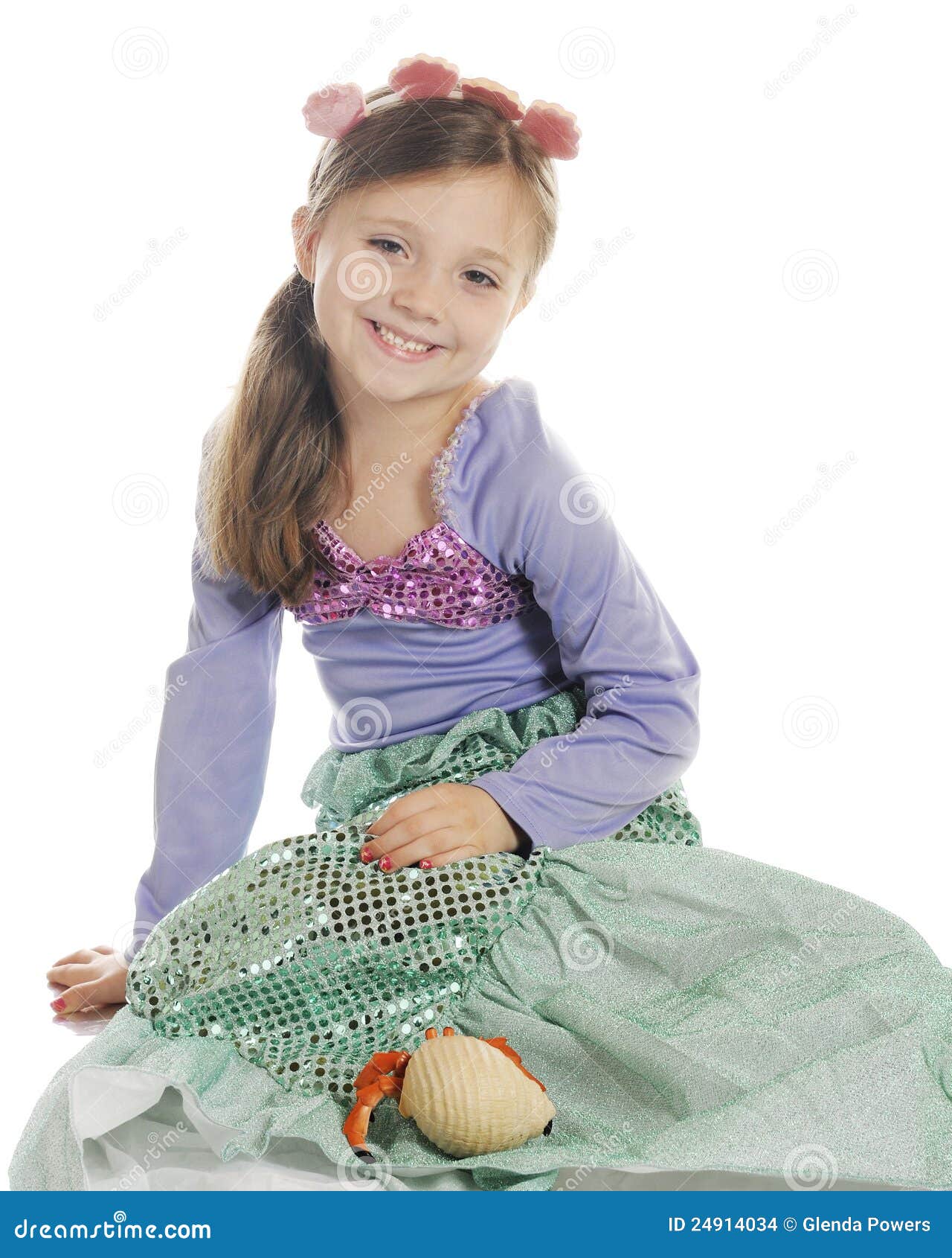 Happy Mermaid with Pet Hermit Crab Stock Photo Image of mermaid