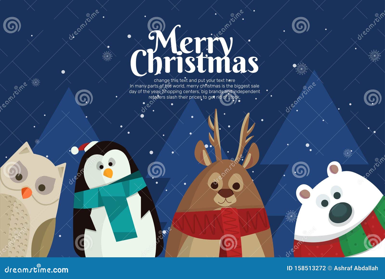 Happy Merry Christmas Animals Background Illustration Stock Vector Illustration Of Forest Bunny 158513272