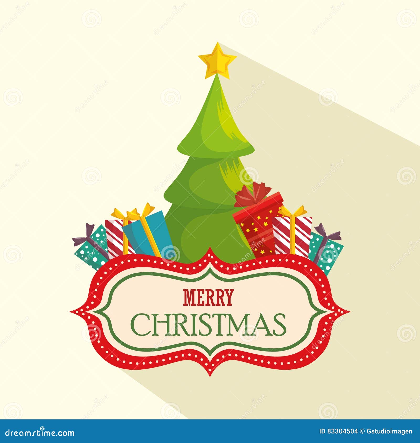 Happy merry christmas tree stock illustration. Illustration of icon ...