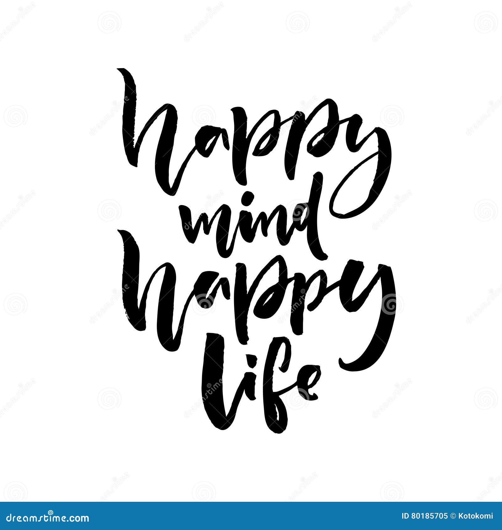 Happy Mind Happy Life Positive Saying About Happiness And Happy mind happy life Positive saying about happiness and lifestyle Brush lettering quote design