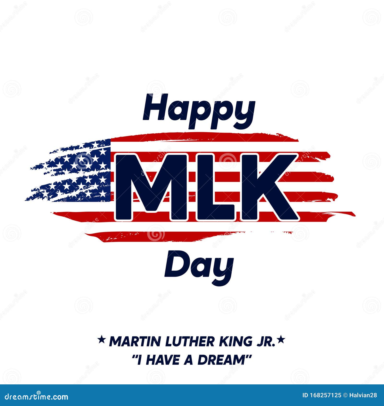 Happy MLK Day, Martin Luther King Jr Day, with American Flag, Brush ...