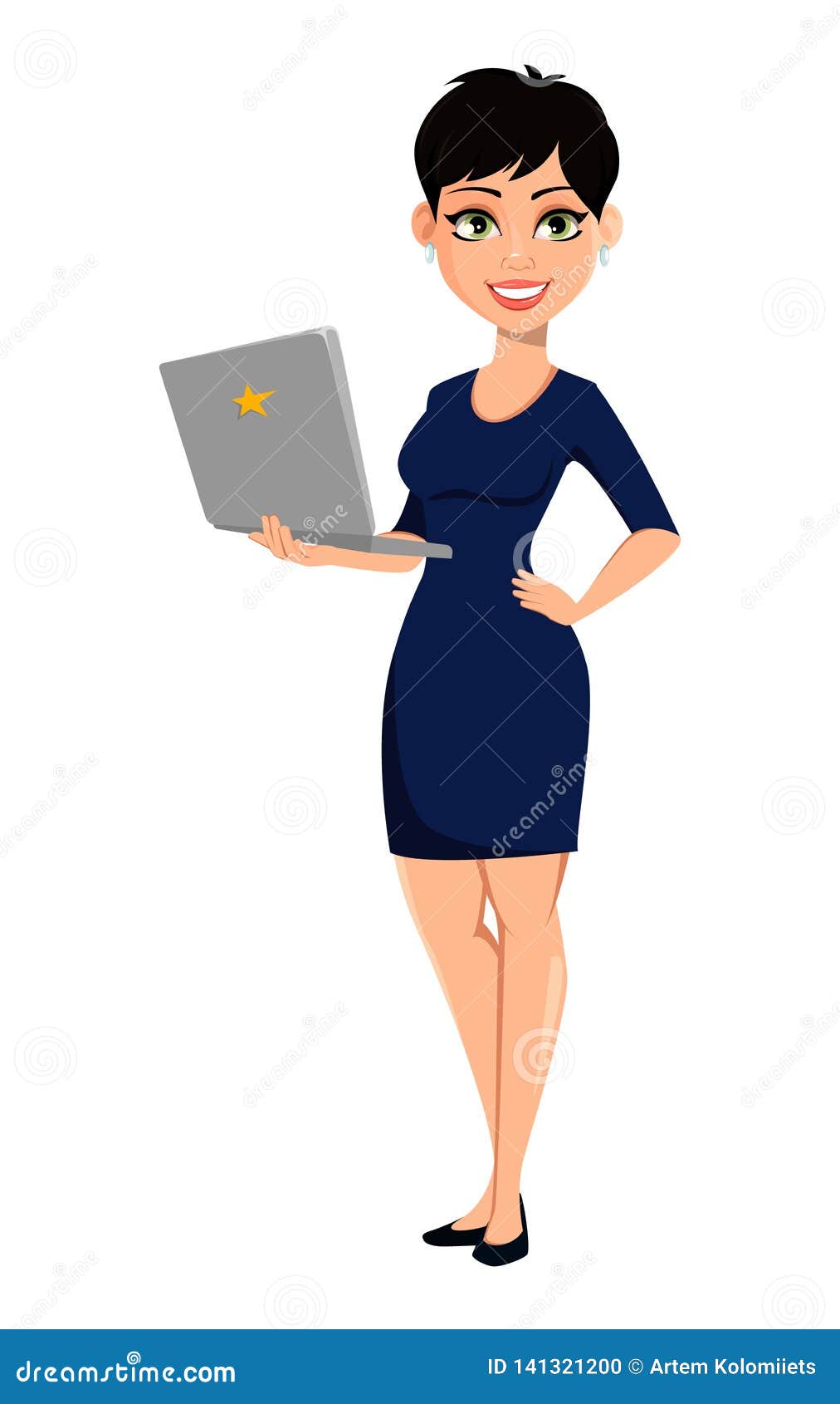 Happy Modern Business Woman with Short Haircut Stock Vector ...