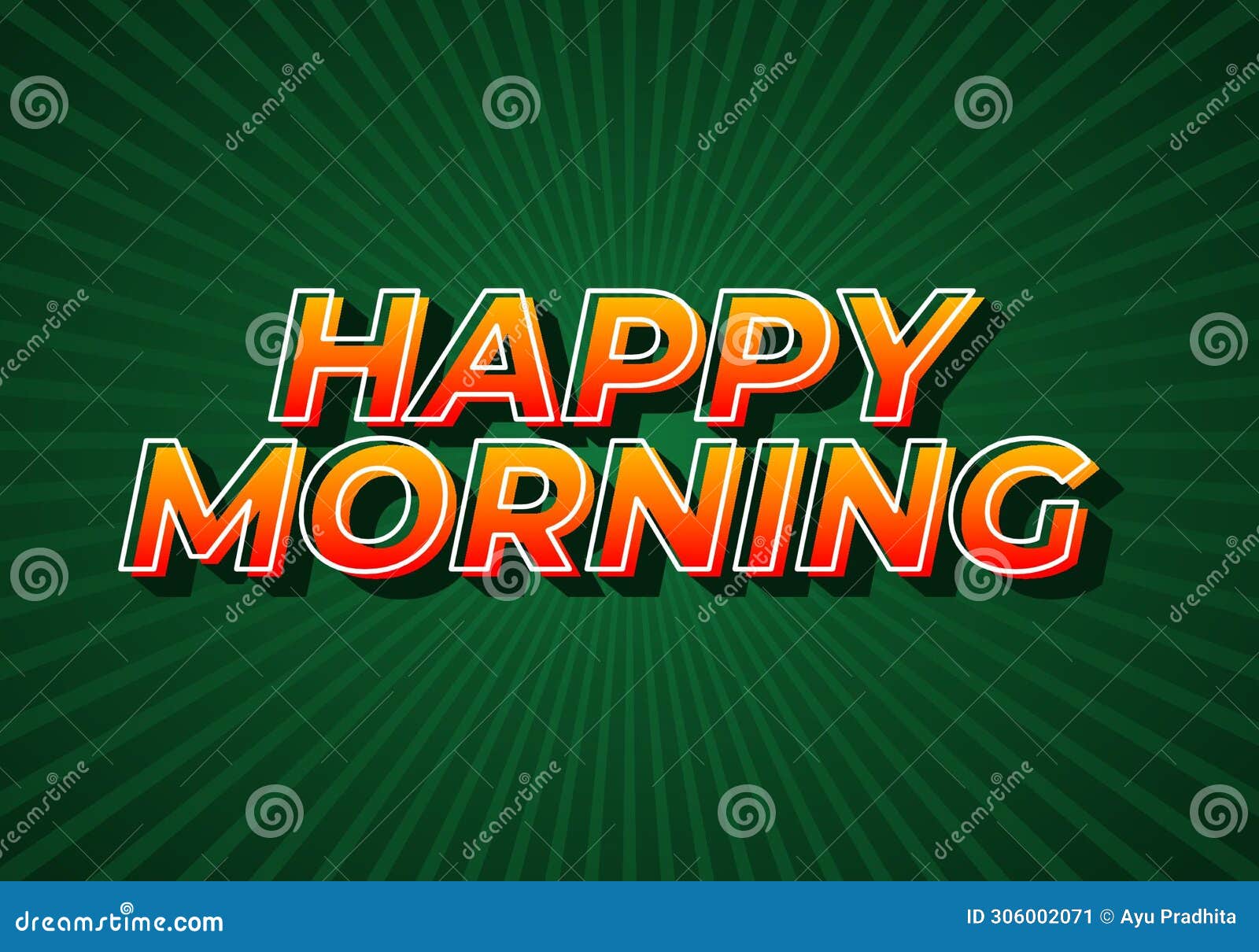 happy morning. text effect in 3d look. eye catching color