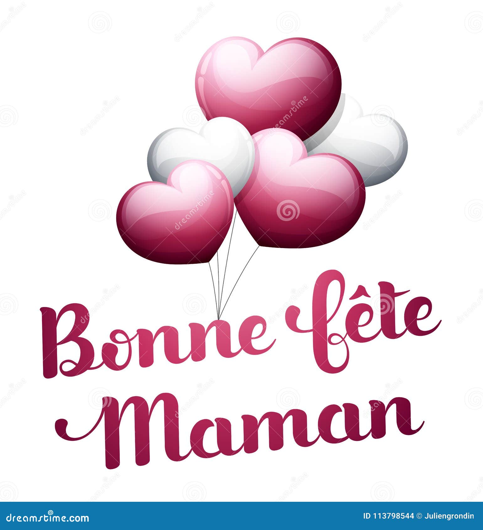 Happy Mother's Day in French : Bonne Fête Maman Stock Illustration -  Illustration of calligraphy, design: 113798544