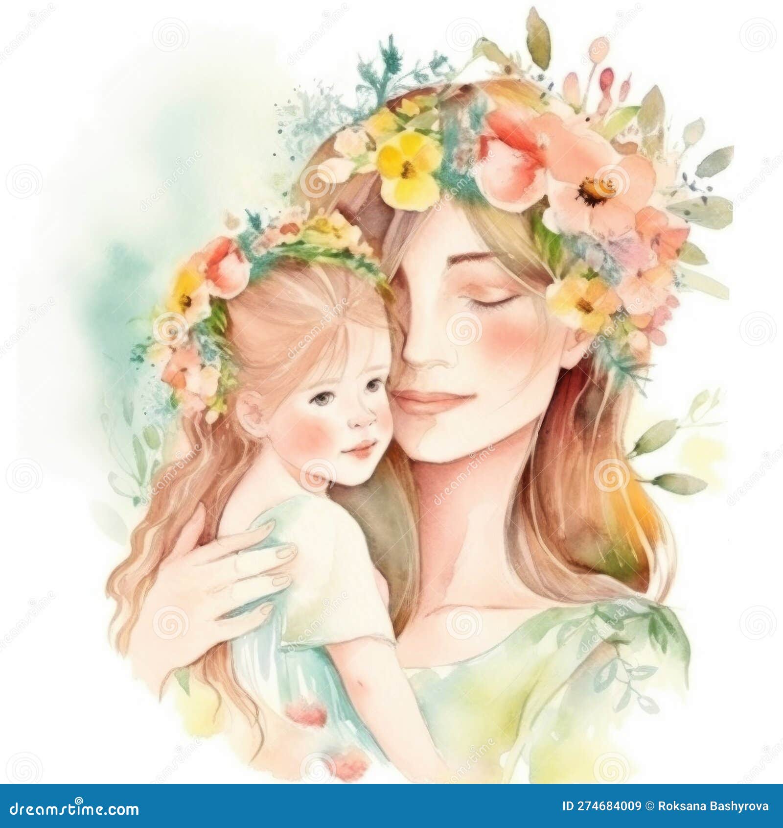 Happy Mother& X27;s Day Greeting Watercolor Card. Generative AI. Stock ...