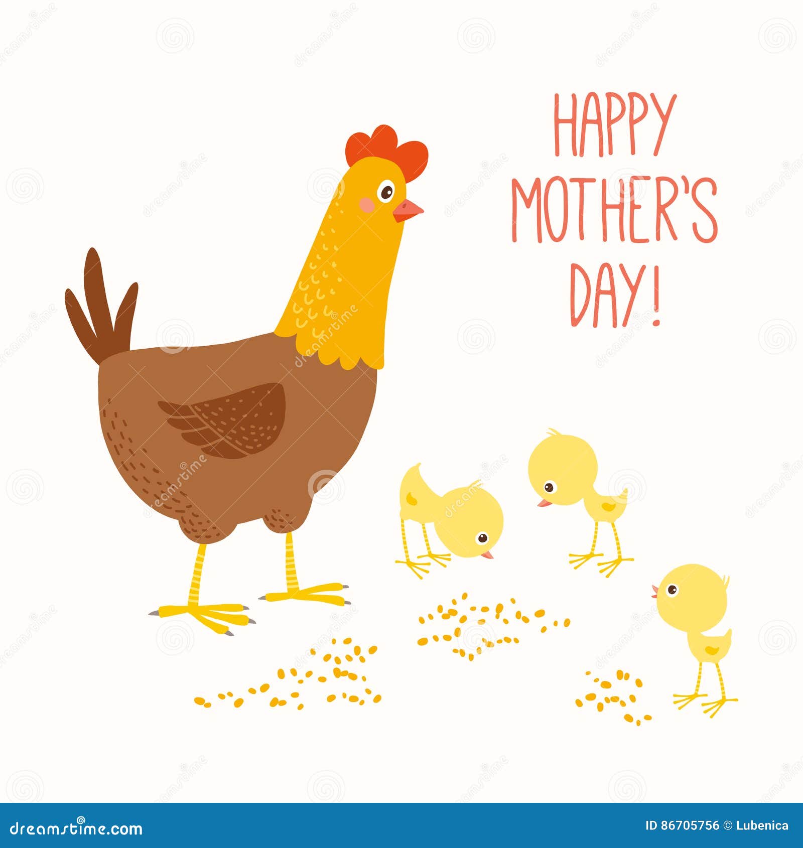 Download Happy Mother Hen With Baby Chicks. Stock Vector - Illustration of decoration, holiday: 86705756