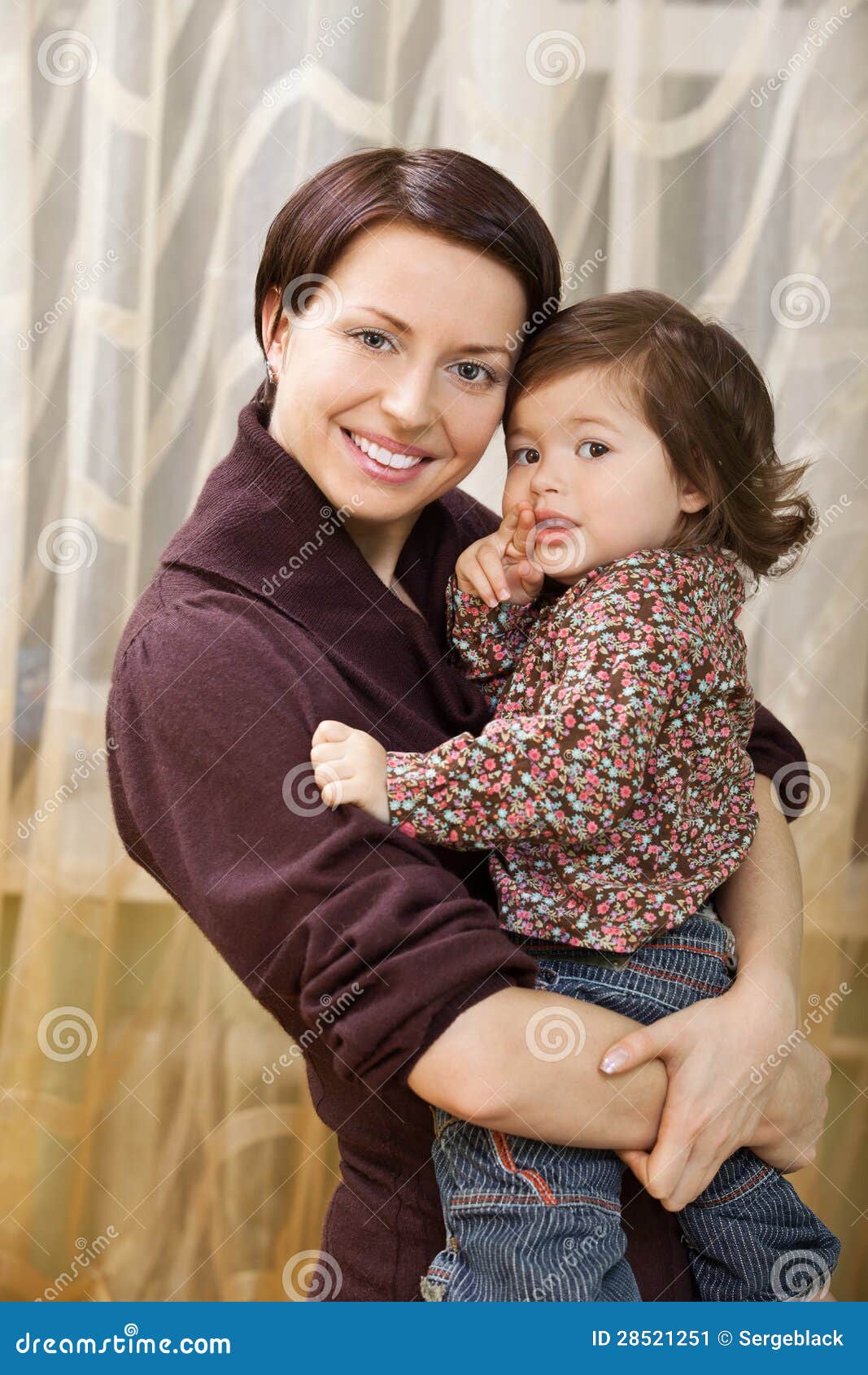 Happy Mother Holding Child in Arms Stock Image Image of dress