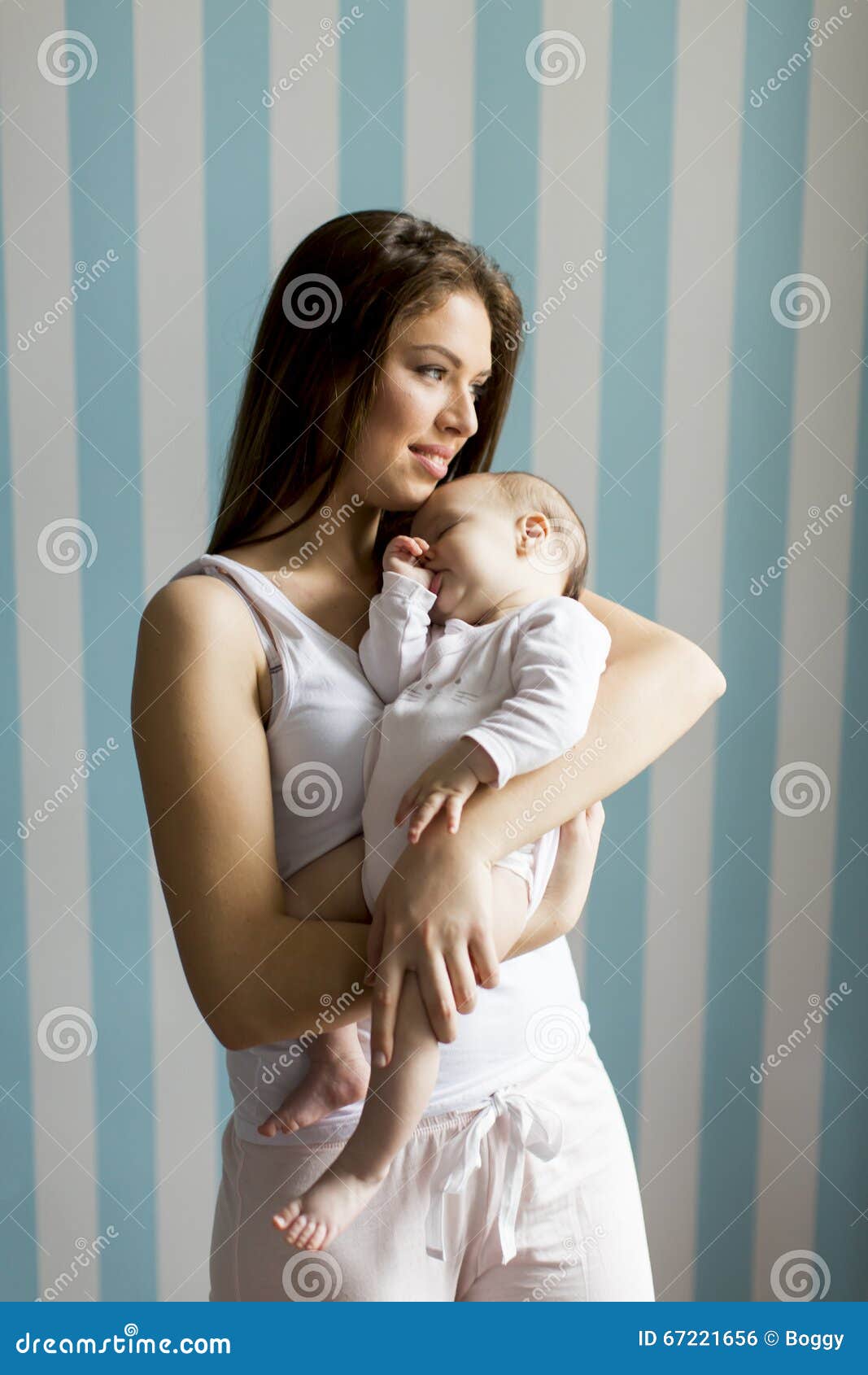 Happy Mother With Newborn Baby Girl Stock Photo Image Of Home