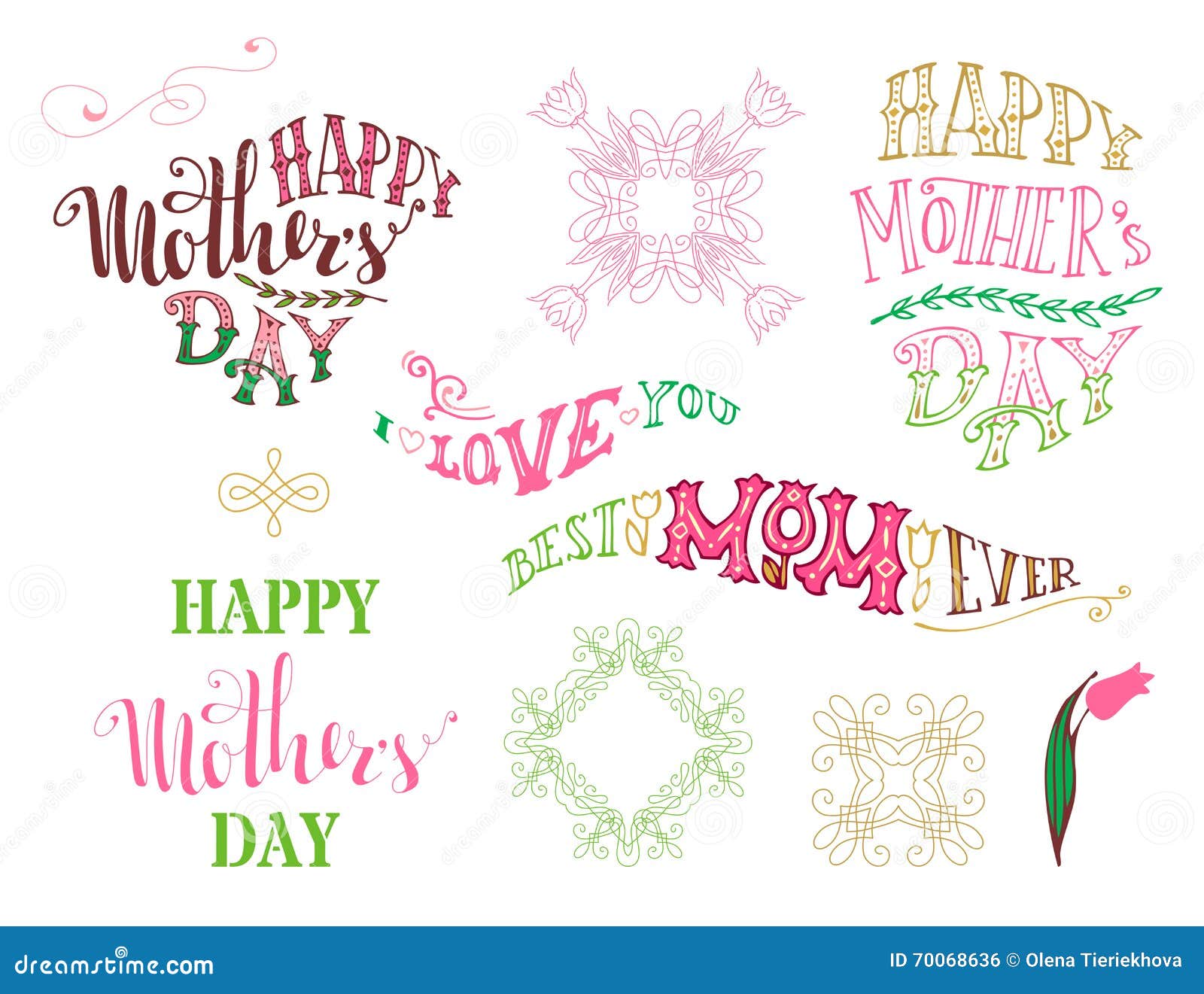 Happy Mother S Day Best Mom Ever I Love You Stock Vector Image 70068636