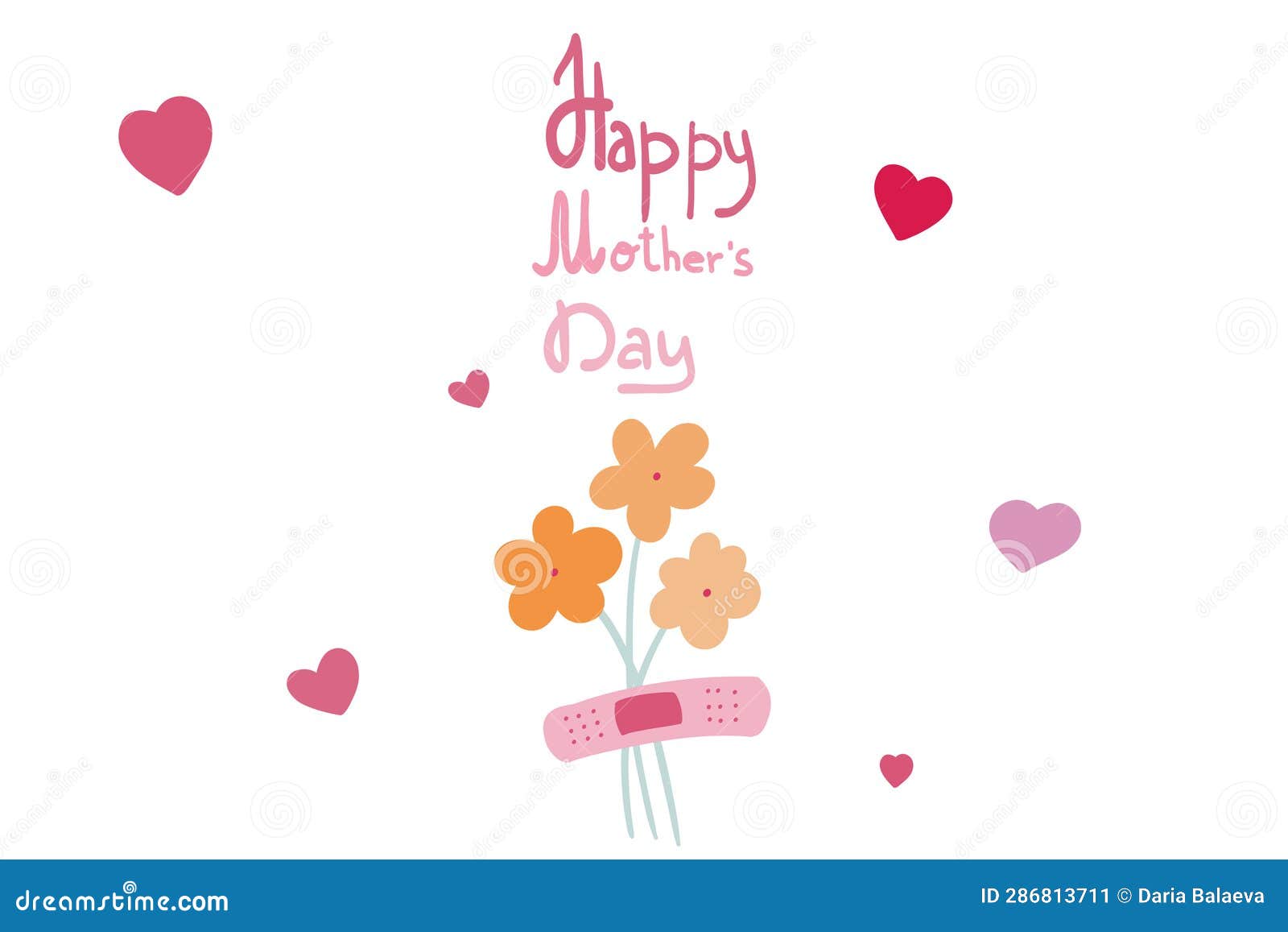 Happy Mother S Day with Flower and Patch Stock Vector Illustration of