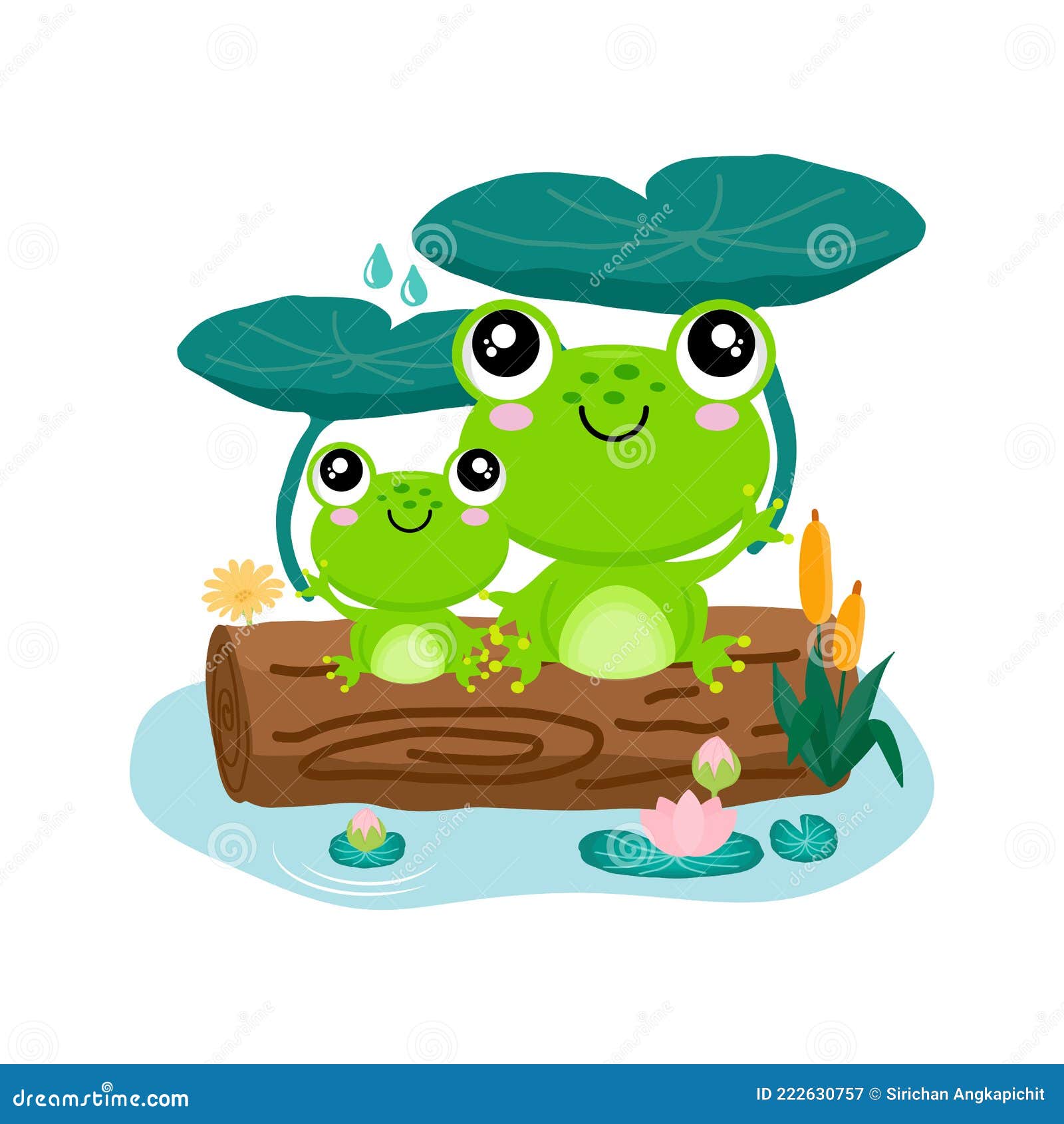 Happy Mother`s Day Greeting Card. Mom and Baby Frog Cartoon Stock Vector -  Illustration of mother, animal: 222630757
