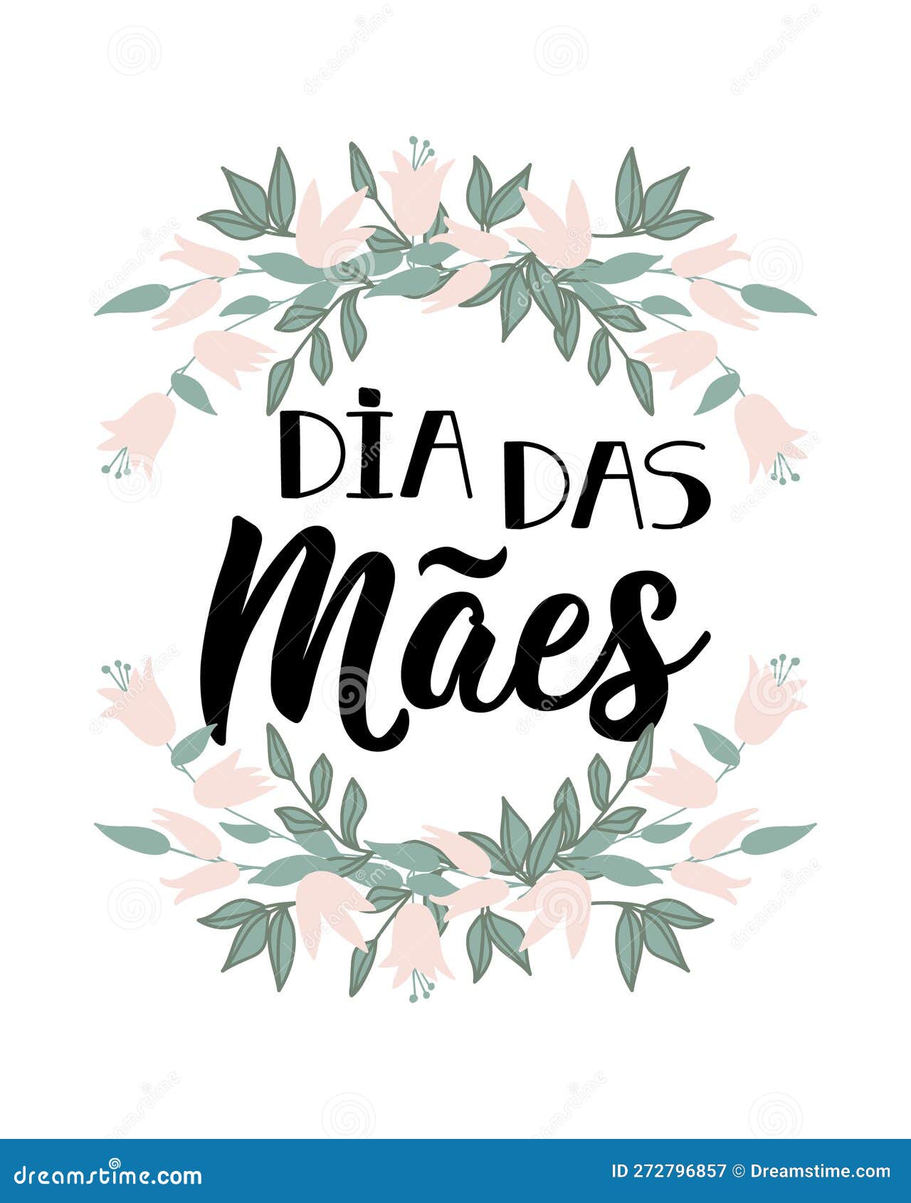 happy mother's day in portuguese. lettering. ink . modern brush calligraphy. dia das maes