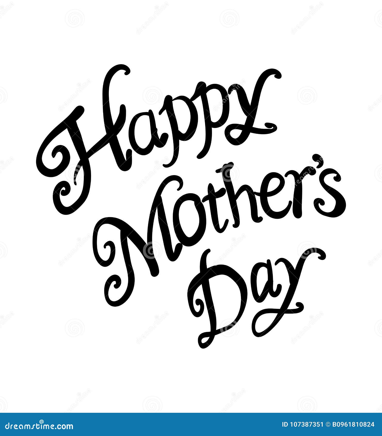 Happy Mother`s Day Sign Made Calligraphy Brush. Stock Illustration ...
