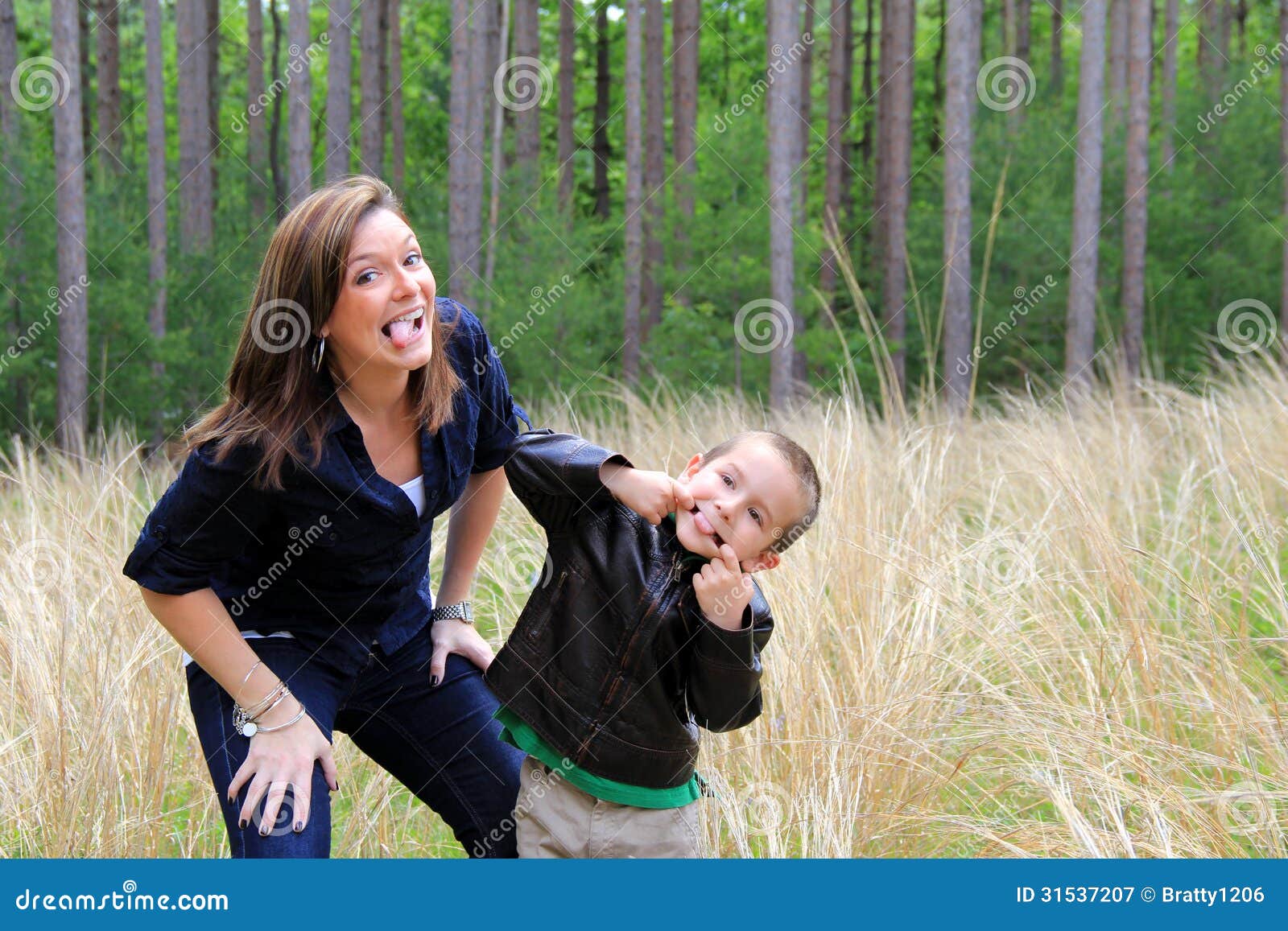 Happy Mother And Son Making Faces Stock Image Image Of